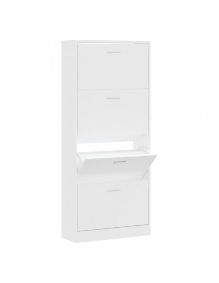 Scarpiera Bianca 63x24x147 cm in Legno Multistrato