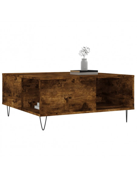 Tavolino da Salotto Rovere Fumo 80x80x36,5 cm Legno Multistrato