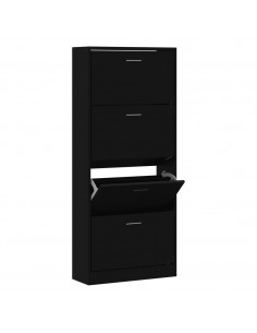 Scarpiera Nera 63x24x147 cm in Legno Multistrato 2