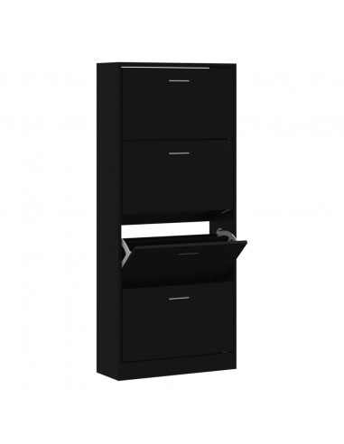 Scarpiera Nera 63x24x147 cm in Legno Multistrato