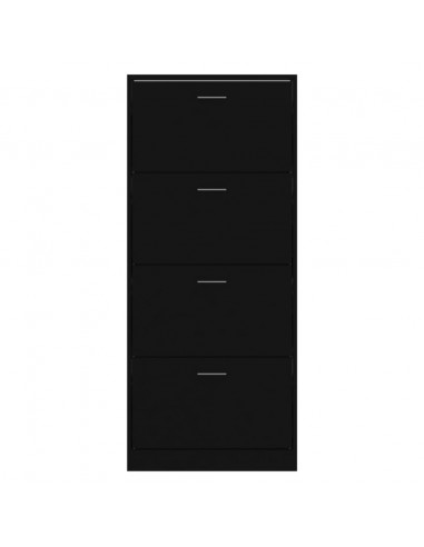 Scarpiera Nera 63x24x147 cm in Legno Multistrato