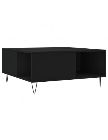 Tavolino da Salotto Nero 80x80x36,5 cm in Legno Multistrato
