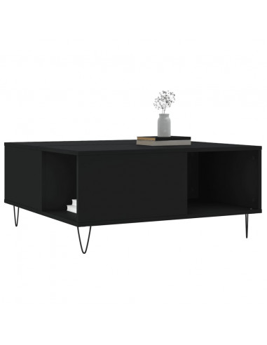 Tavolino da Salotto Nero 80x80x36,5 cm in Legno Multistrato