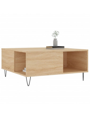 Tavolino Salotto Rovere Sonoma 80x80x36,5 cm Legno Multistrato