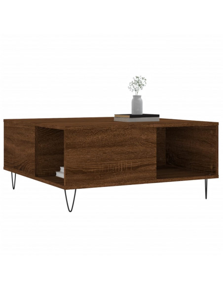 Tavolino Salotto Rovere Marrone 80x80x36,5 cm Legno Multistrato