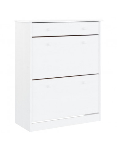 Scarpiera ALTA Bianca 77x35x96 cm in Legno Massello di Pino