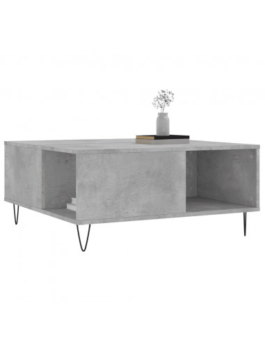 Tavolino Salotto Grigio Cemento 80x80x36,5 cm Legno Multistrato