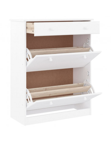 Scarpiera ALTA Bianca 77x35x96 cm in Legno Massello di Pino