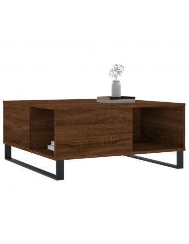 Tavolino Salotto Rovere Marrone 80x80x36,5 cm Legno Multistrato