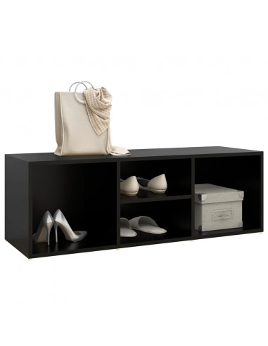 Panca Porta Scarpe Nera 105x35x35 cm in Legno Multistrato