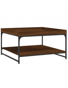 Tavolino Rovere Marrone 80x80x45cm in Legno Multistrato e Ferro 2