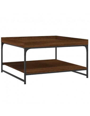 Tavolino Rovere Marrone 80x80x45cm in Legno Multistrato e Ferro