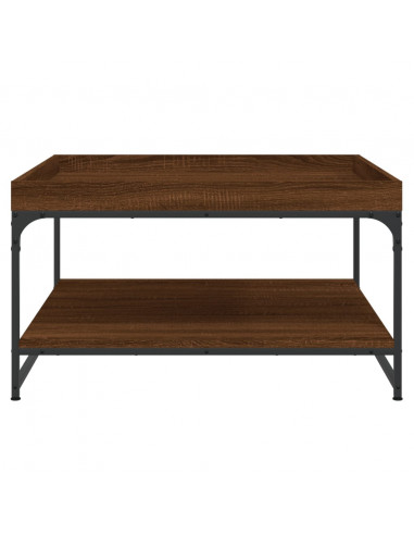 Tavolino Rovere Marrone 80x80x45cm in Legno Multistrato e Ferro
