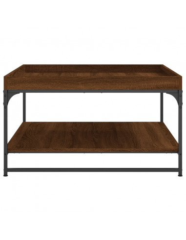 Tavolino Rovere Marrone 80x80x45cm in Legno Multistrato e Ferro
