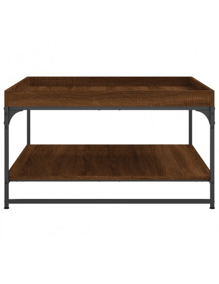 Tavolino Rovere Marrone 80x80x45cm in Legno Multistrato e Ferro