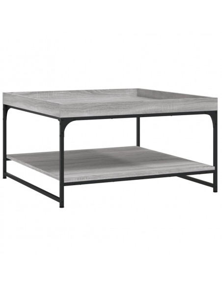 Tavolino Grigio Sonoma 80x80x45 cm in Legno Multistrato e Ferro