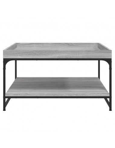 Tavolino Grigio Sonoma 80x80x45 cm in Legno Multistrato e Ferro