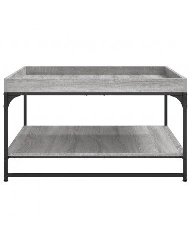 Tavolino Grigio Sonoma 80x80x45 cm in Legno Multistrato e Ferro