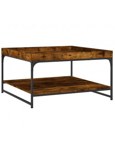 Tavolino Rovere Fumo 80x80x45 cm in Legno Multistrato e Ferro