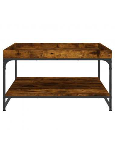 Tavolino Rovere Fumo 80x80x45 cm in Legno Multistrato e Ferro