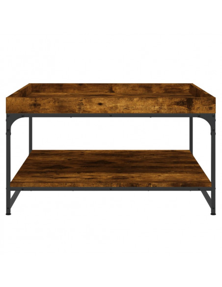 Tavolino Rovere Fumo 80x80x45 cm in Legno Multistrato e Ferro