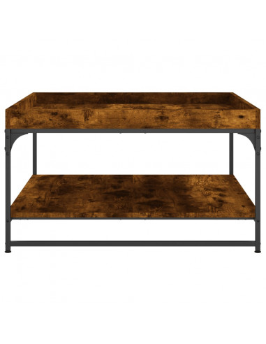 Tavolino Rovere Fumo 80x80x45 cm in Legno Multistrato e Ferro