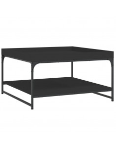 Tavolino da Salotto Nero 80x80x45 cm Legno Multistrato e Ferro 2