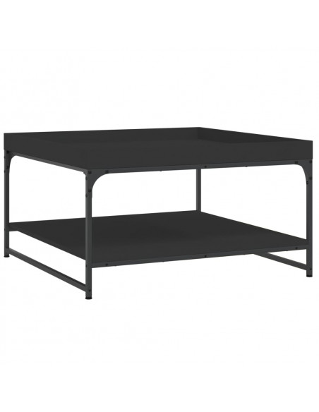 Tavolino da Salotto Nero 80x80x45 cm Legno Multistrato e Ferro