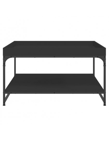 Tavolino da Salotto Nero 80x80x45 cm Legno Multistrato e Ferro