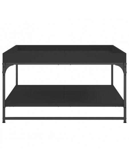 Tavolino da Salotto Nero 80x80x45 cm Legno Multistrato e Ferro