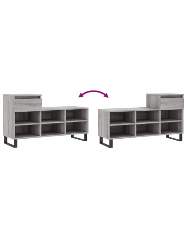 Scarpiera Grigio Sonoma 102x36x60 cm in Legno Multistrato