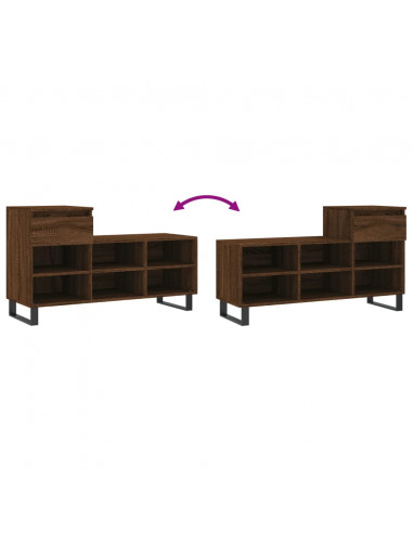 Scarpiera Rovere Marrone 102x36x60 cm in Legno Multistrato