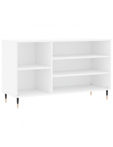 Scarpiera Bianco Lucido 102x36x60 cm in Legno Multistrato