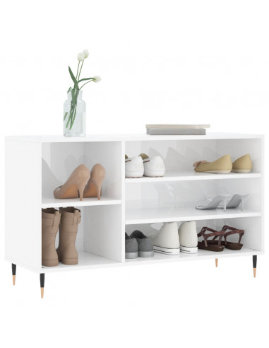 Scarpiera Bianco Lucido 102x36x60 cm in Legno Multistrato