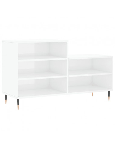 Scarpiera Bianco Lucido 102x36x60 cm in Legno Multistrato