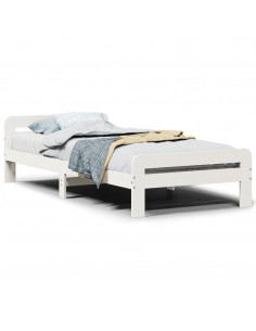Letto senza Materasso Bianco 75x190 in Legno Massello di Pino 2