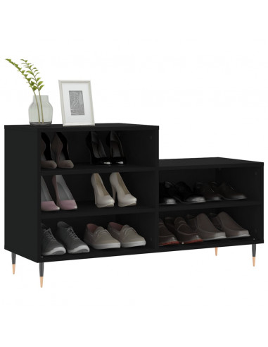 Scarpiera Nera 102x36x60 cm in Legno Multistrato