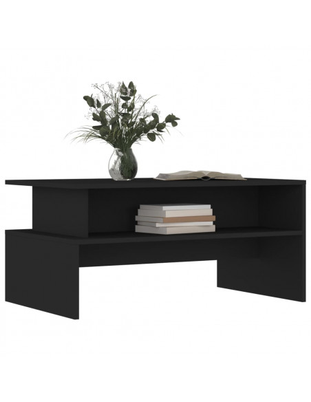 Tavolino da Salotto Nero 90x55x42,5 cm in Legno Multistrato