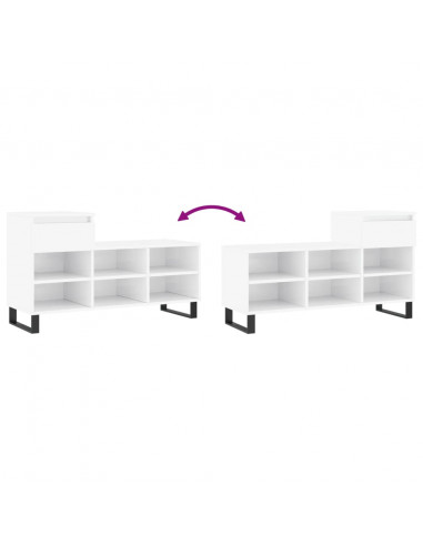 Scarpiera Bianco Lucido 102x36x60 cm in Legno Multistrato