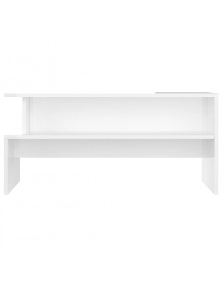 Tavolino Salotto Bianco Lucido 90x55x42,5 cm Legno Multistrato