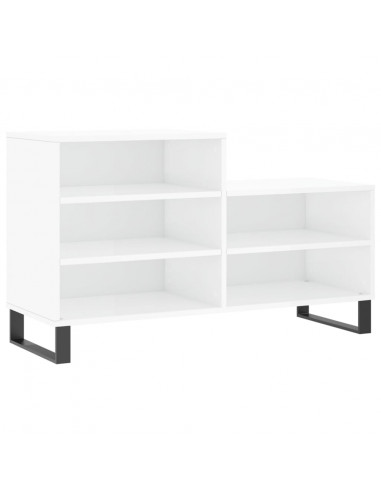 Scarpiera Bianco Lucido 102x36x60 cm in Legno Multistrato