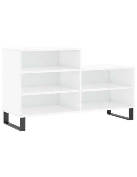 Scarpiera Bianco Lucido 102x36x60 cm in Legno Multistrato