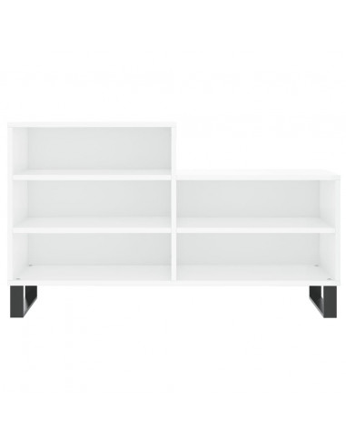 Scarpiera Bianco Lucido 102x36x60 cm in Legno Multistrato