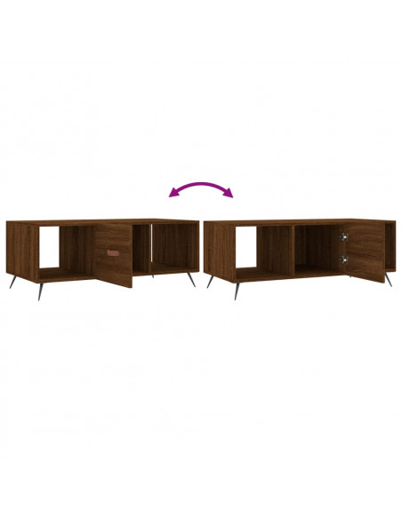 Tavolino Salotto Rovere Marrone 102x50x40 cm Legno Multistrato