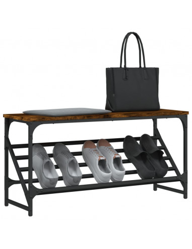 Scarpiera Rovere Fumo 90x30x45 cm in Legno Multistrato