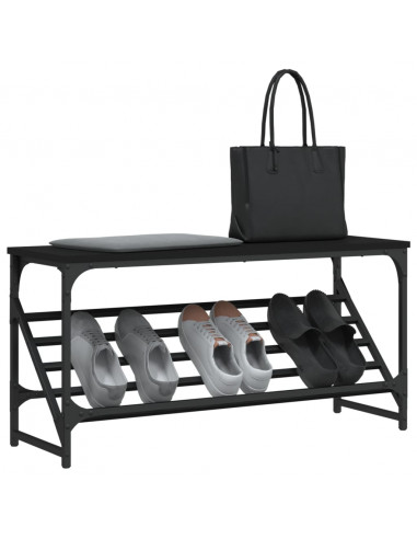 Scarpiera Nera 90x30x45 cm in Legno Multistrato