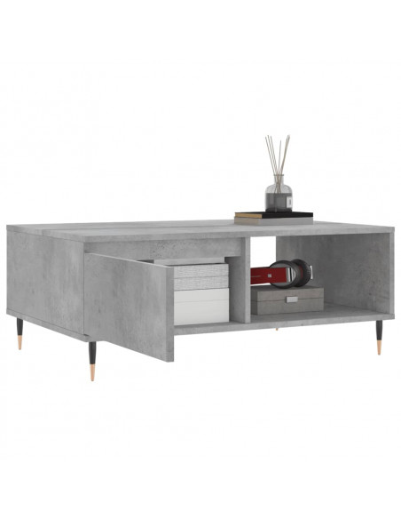 Tavolino da Salotto Grigio Cemento 90x60x35cm Legno Multistrato