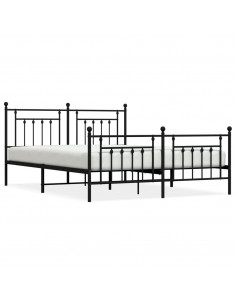 Giroletto con Testiera e Pediera Metallo Nero 183x213 cm 2