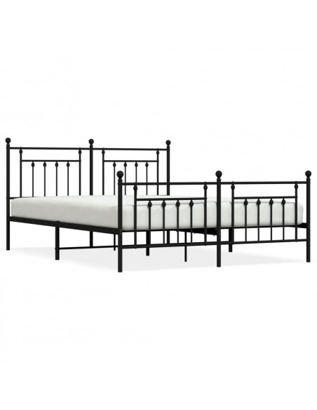 Giroletto con Testiera e Pediera Metallo Nero 183x213 cm