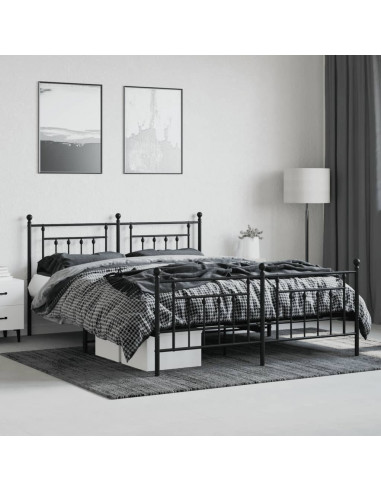 Giroletto con Testiera e Pediera Metallo Nero 183x213 cm